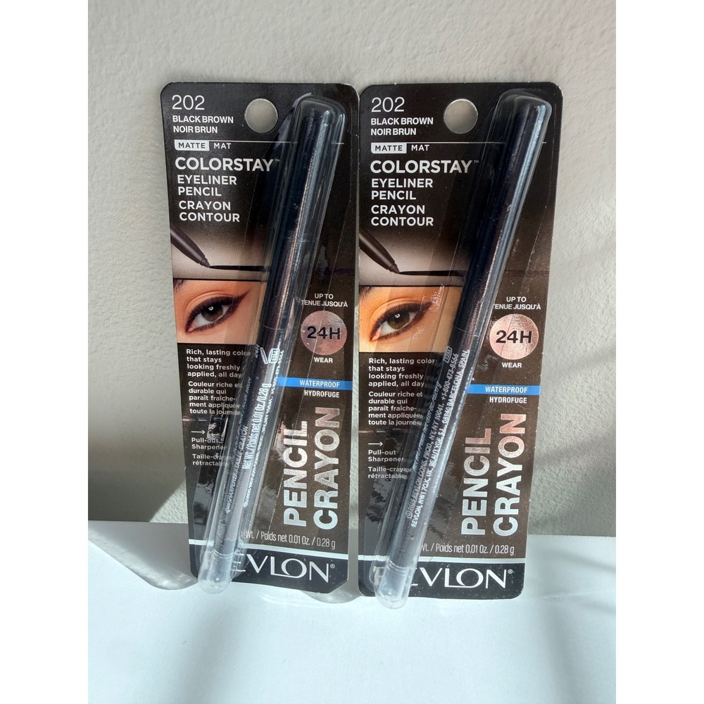 Revlon ColorStay Eyeliner Pencil 202 Black Brown 0.01oz 2pk NWT